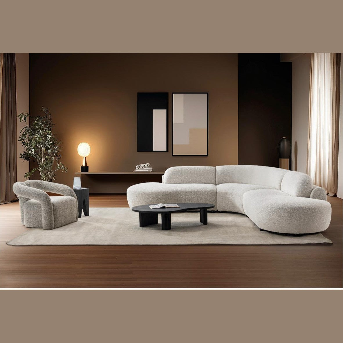 Sol Sculptural Curved Modular Sectional – Warm Ivory