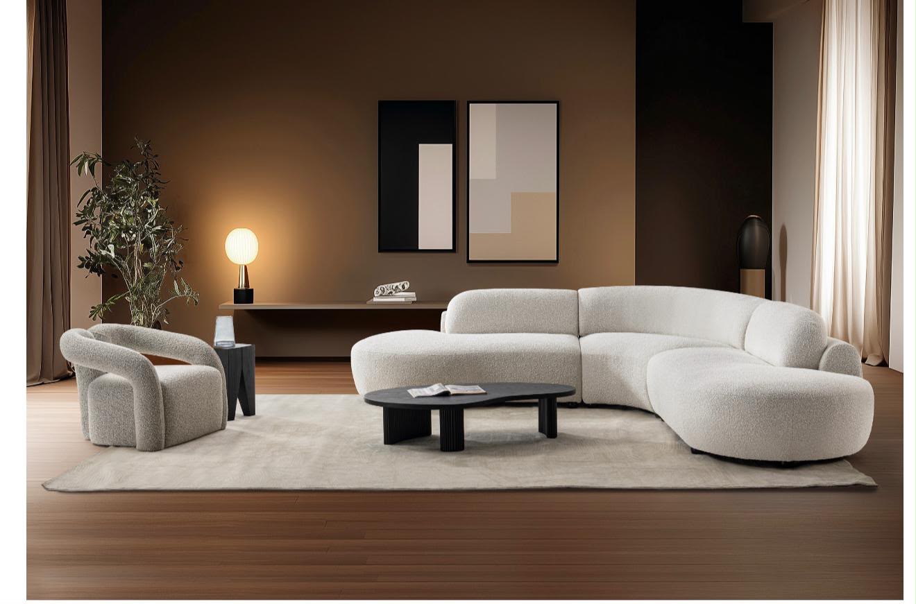 Sol Sculptural Curved Modular Sectional – Warm Ivory