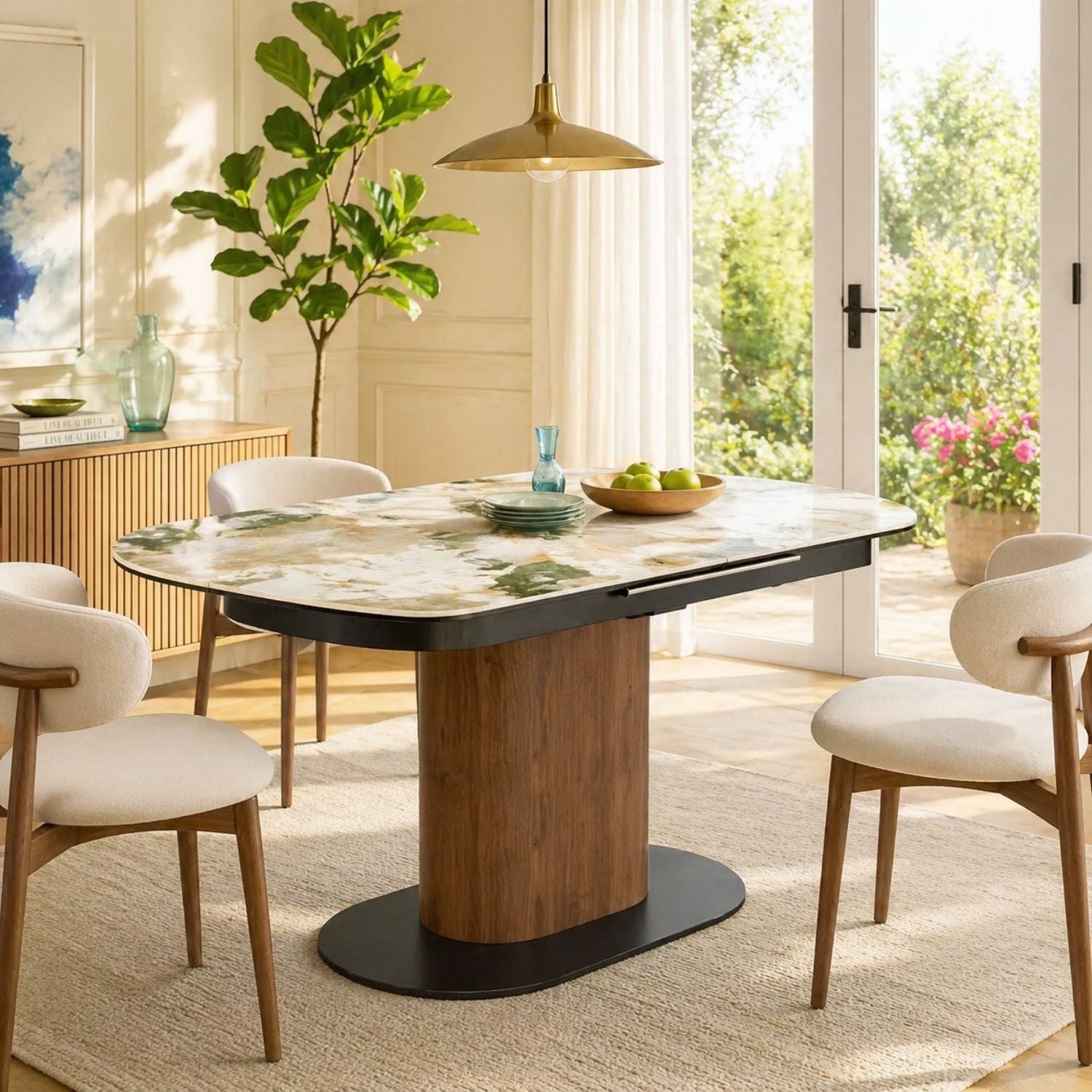 Soren Glossy Ceramic - Top Extension Dining Table