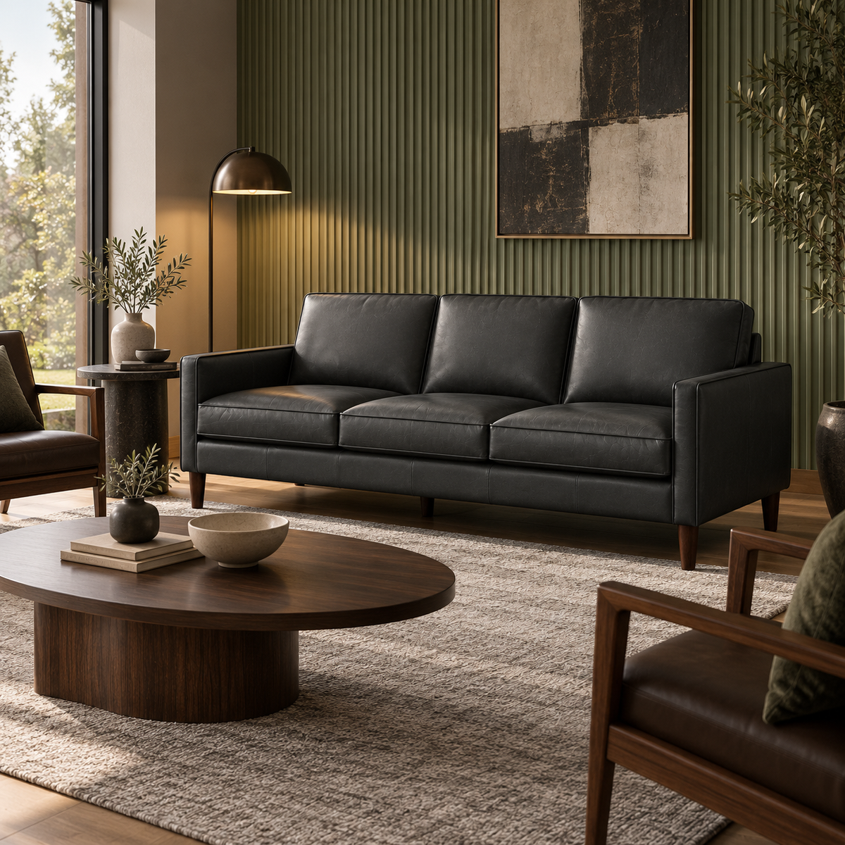 Soria Top-Grain Leather Sofa – Night
