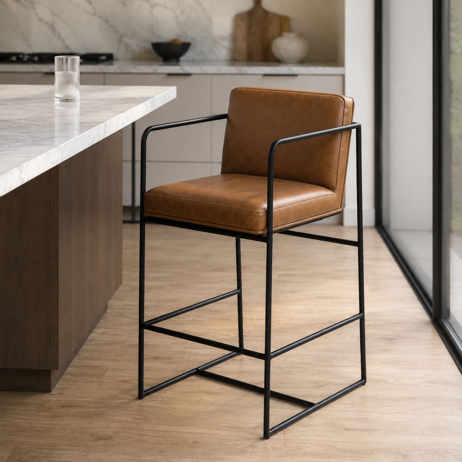Stamford 36" Brown Leather Seat Counter Stool