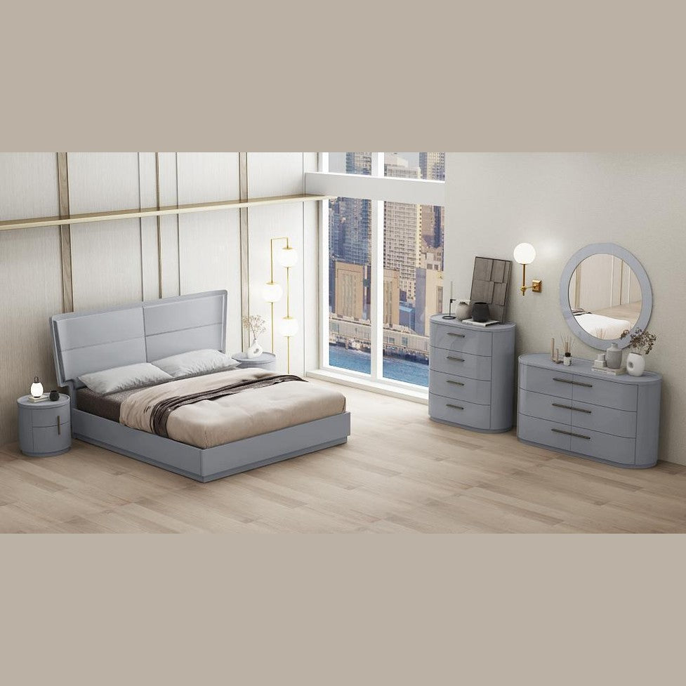 Strauss Glossy Hydraulic Storage Bed - Cool Grey