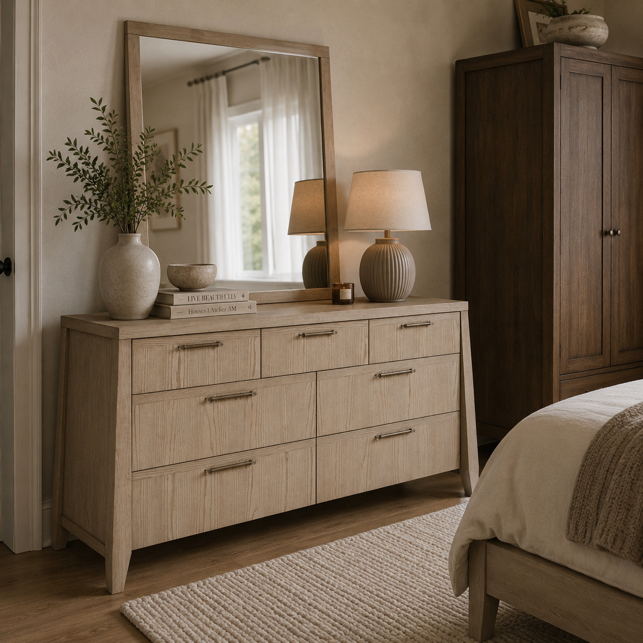 Sumire Seven Drawer Ash Wood Dresser in Ginger