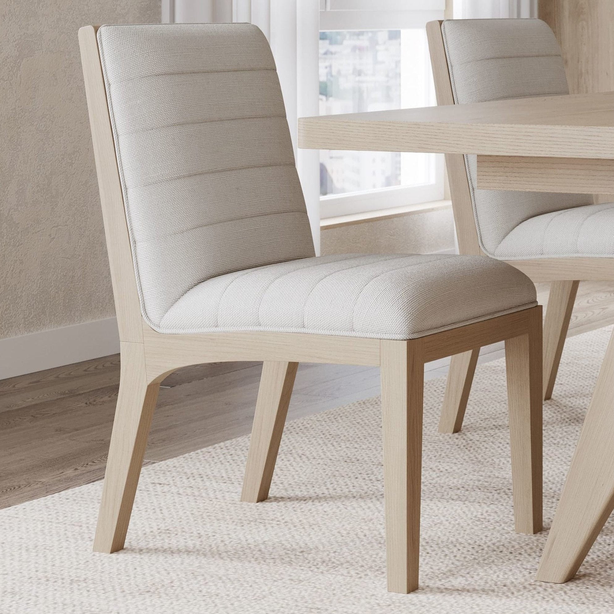 Sumire Solid Wood Dining Chair in Ginger and Natural Linen