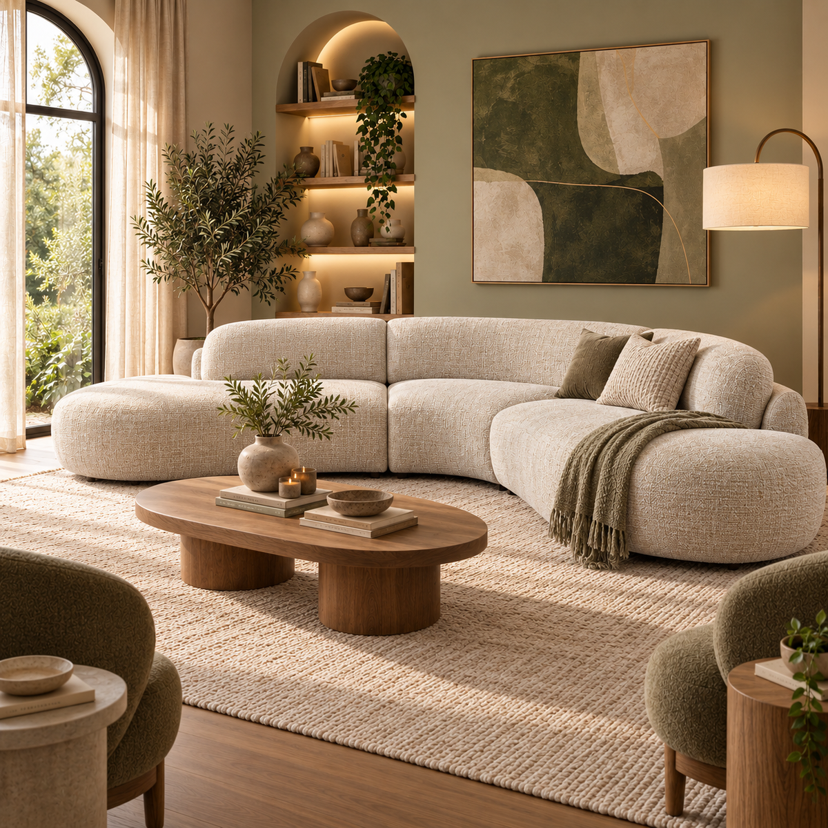 Sol Sculptural Curved Modular Sectional – Warm Ivory