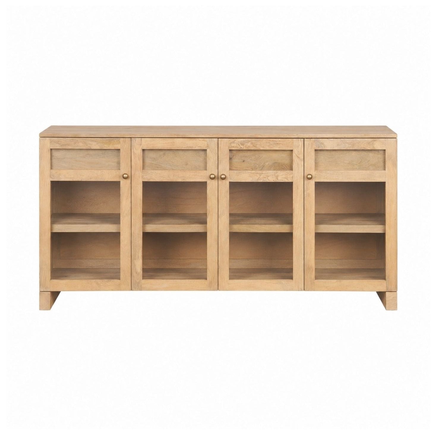 Suri Light Brown Wood w/ Glass Doors Sideboard