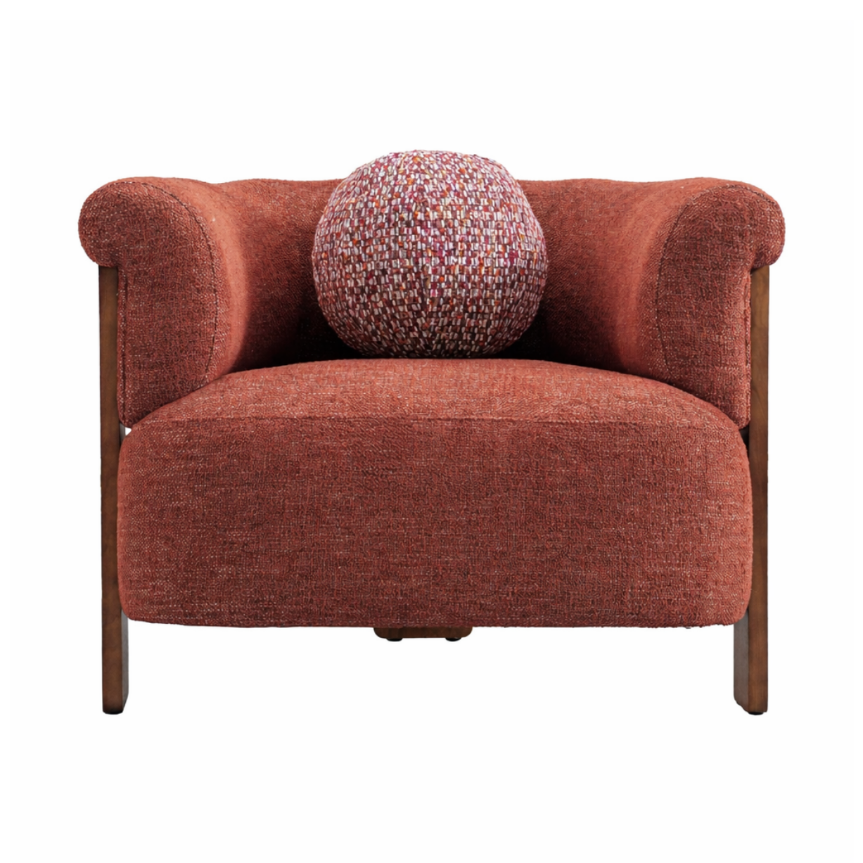 Sylvi Accent Chair – Natural Wood & Textured Fabric