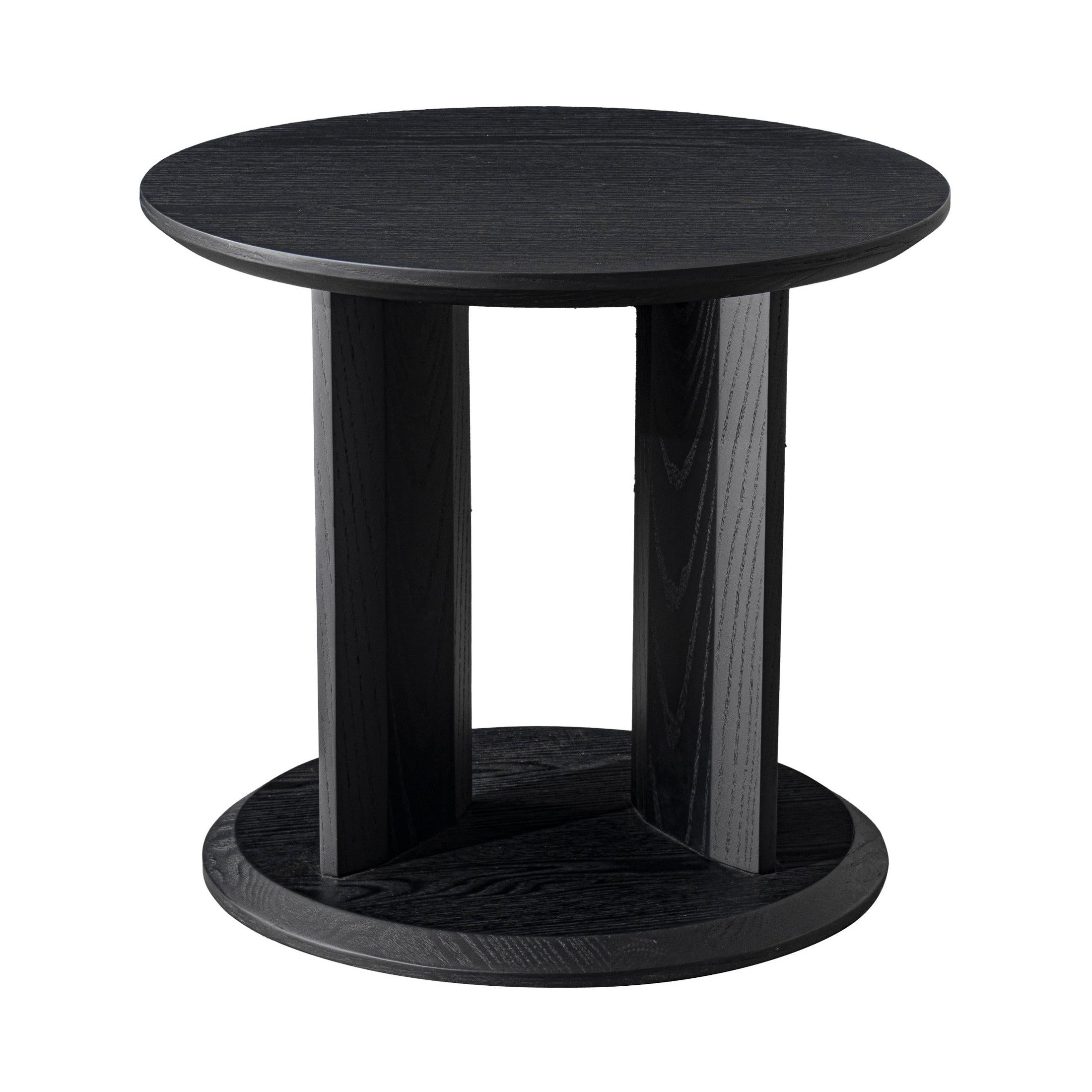 Rotunda End Table – White Ash Veneer, Black Finish