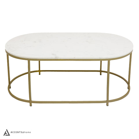 TANE MARBLE & GOLD OVAL COFFEE TABLE