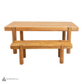 Haini Acacia Wood Round Leg Dining Table and haini dining bench