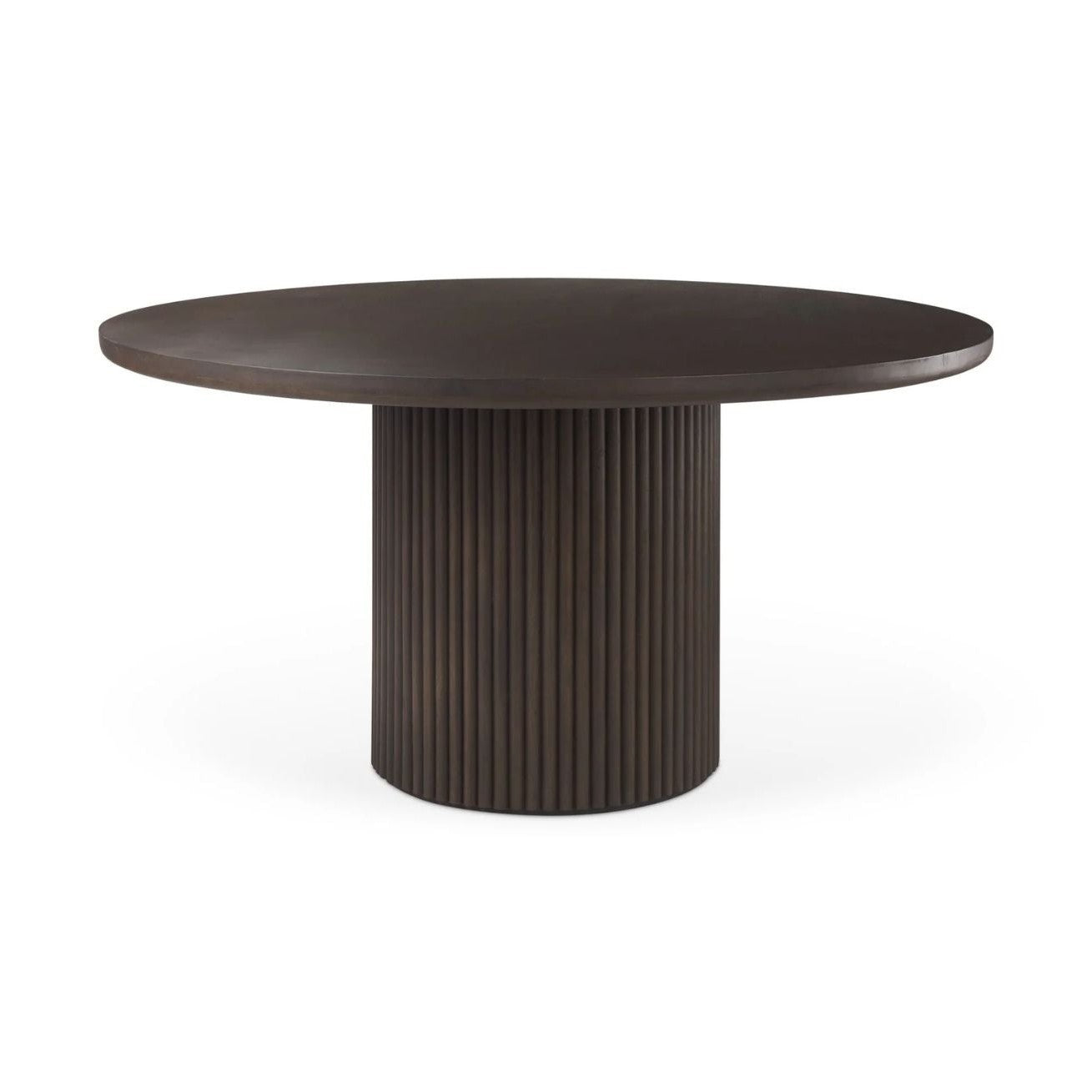 Terra Brown Wood Round Fluted Dining Table