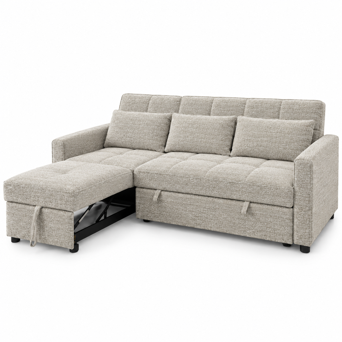 Skylar Pull-Out Sleeper Sectional – Pearl Beige