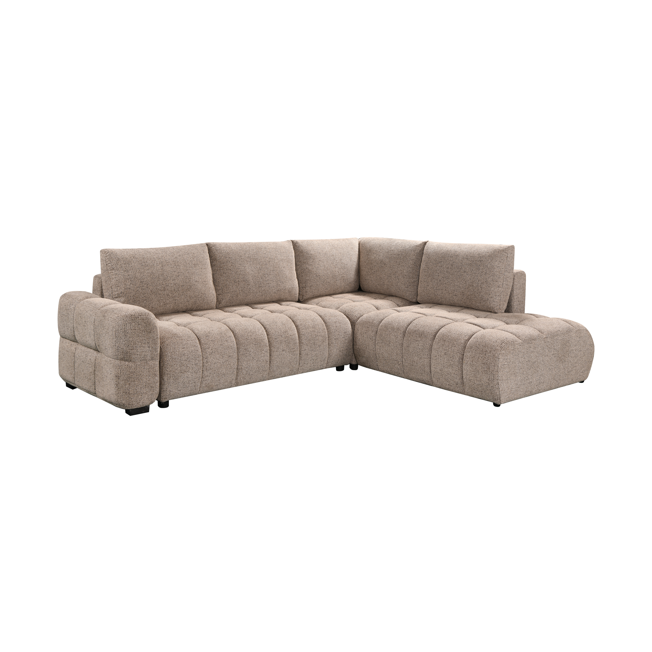 Tobia Pull-Out Sleeper Sectional with Storage Chaise – Taupe