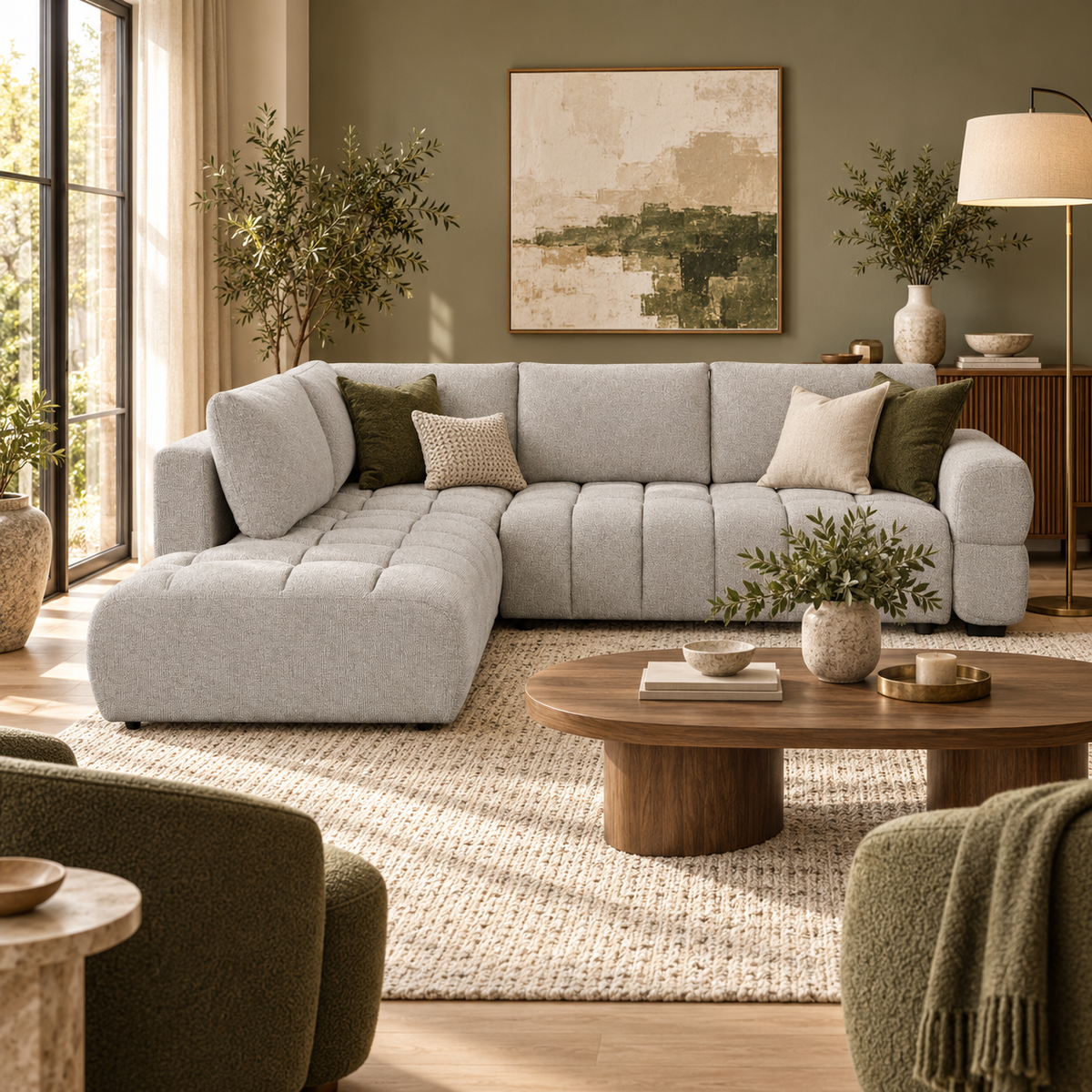 Tobia Pull-Out Sleeper Sectional with Storage Chaise – Oatmeal