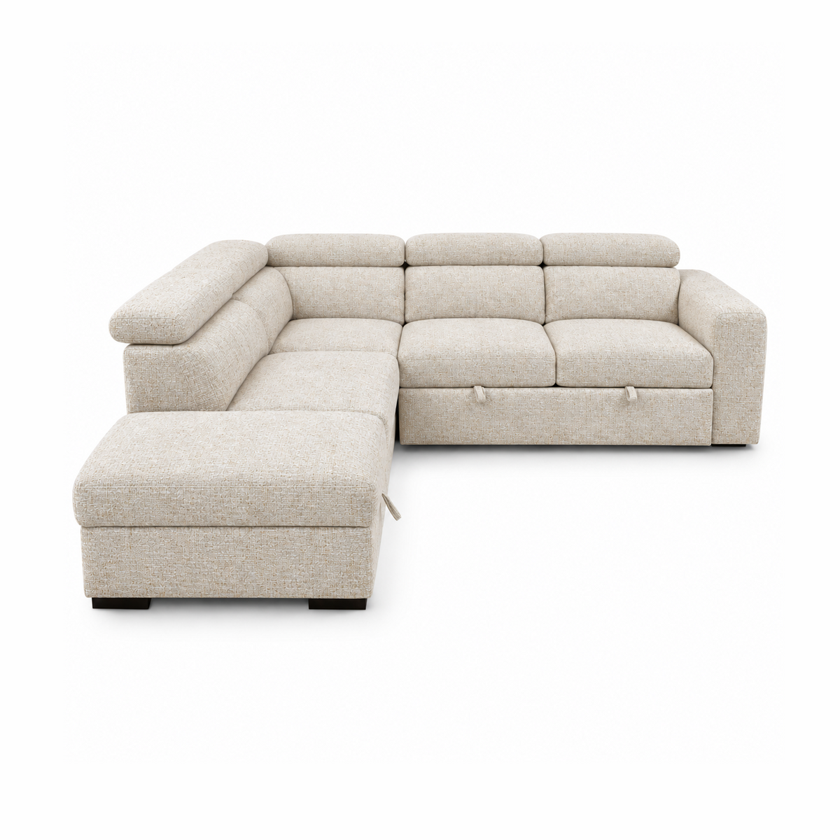 Tristan Performance Fabric Sleeper Sectional with Chaise – Oatmeal