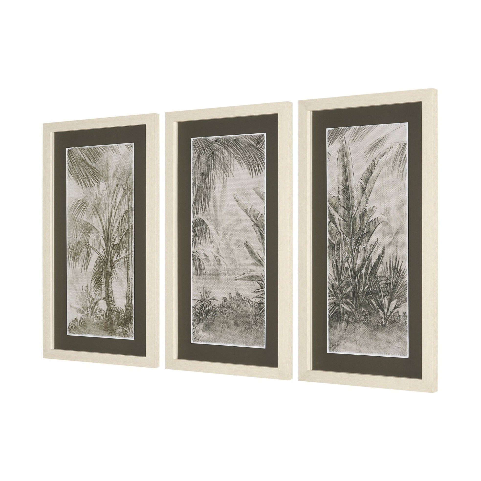 Tropical Coast (Set of 3) Framed Artwork Matted under Glass