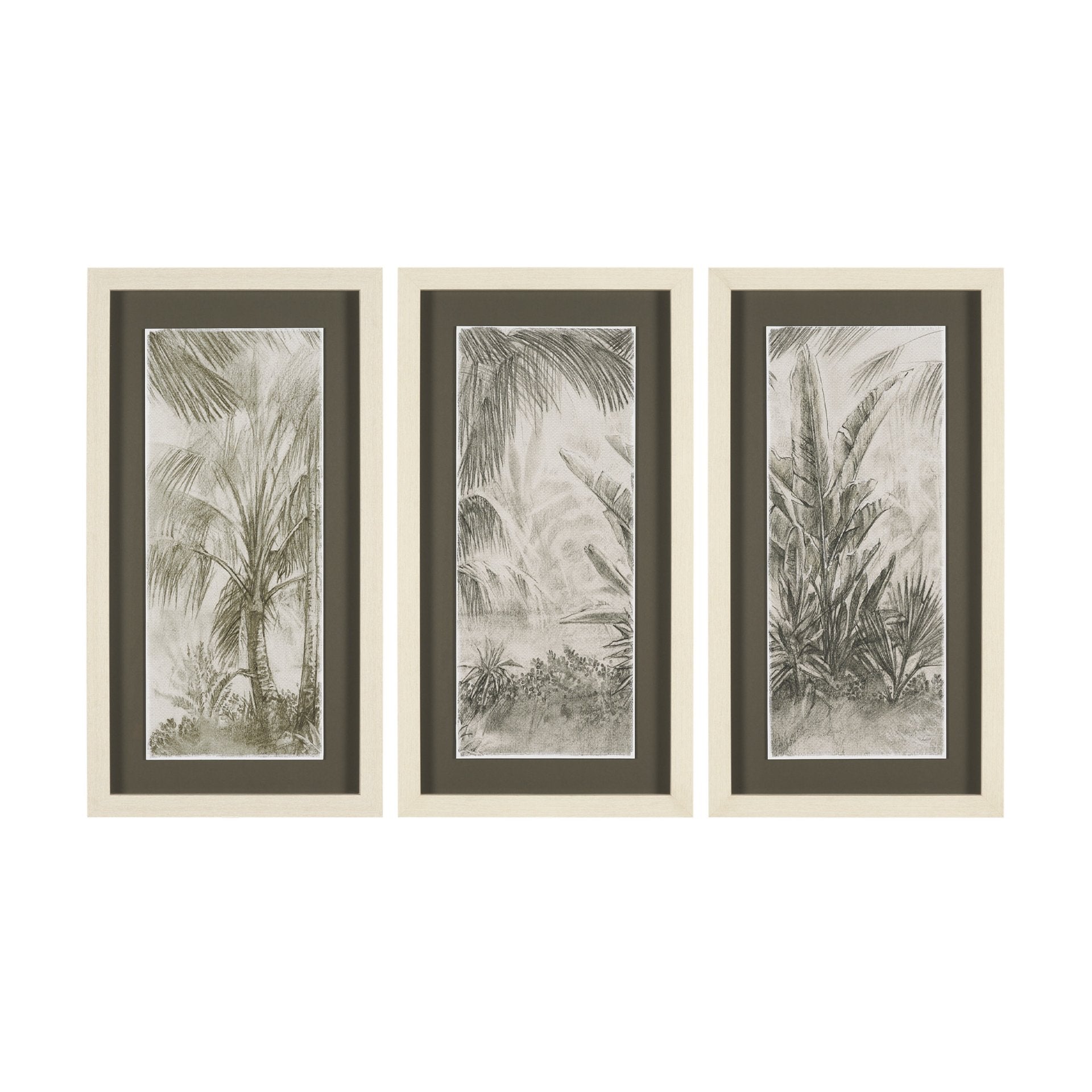 Tropical Coast (Set of 3) Framed Artwork Matted under Glass