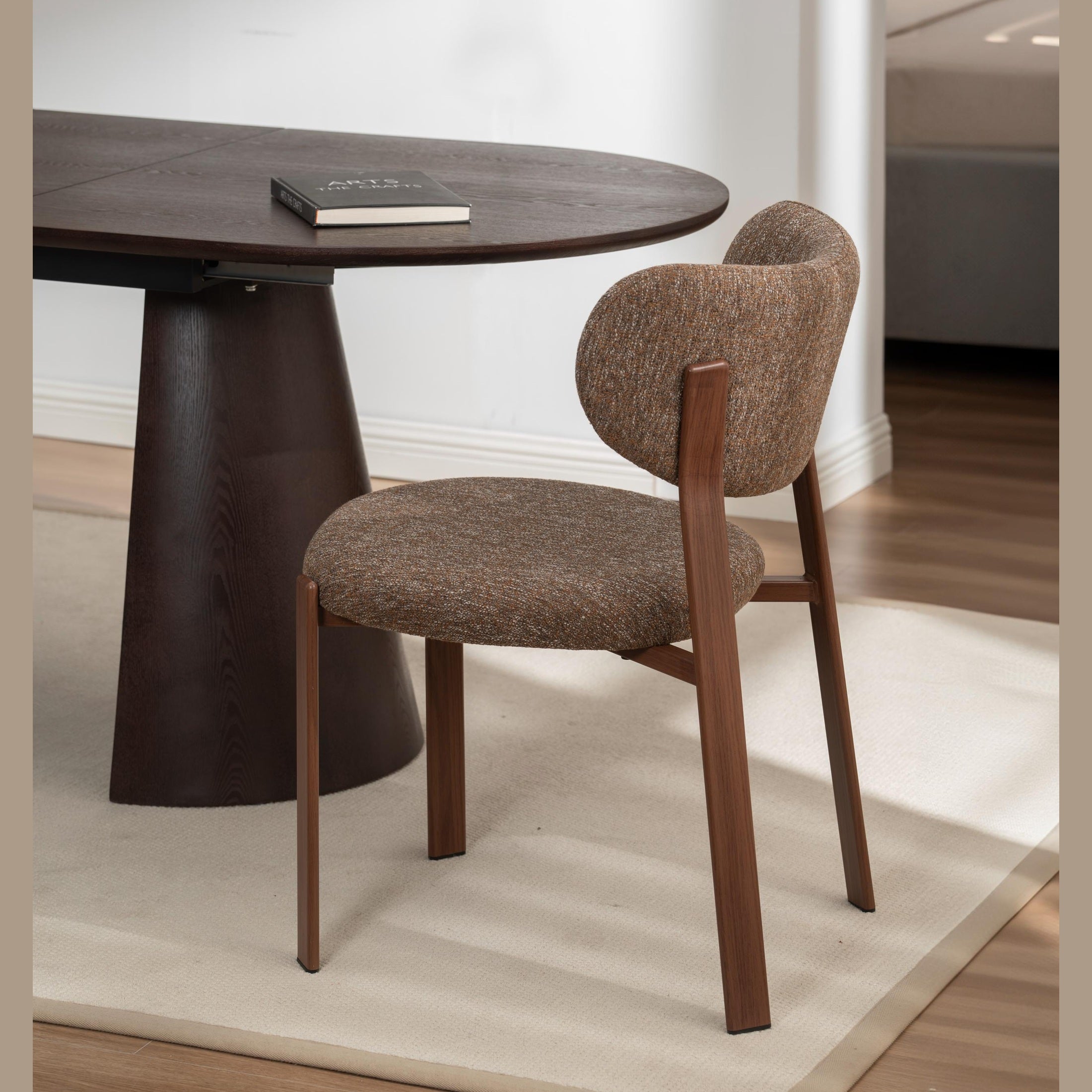Kofi Upholstered Dining Chair with Walnut Finish Legs