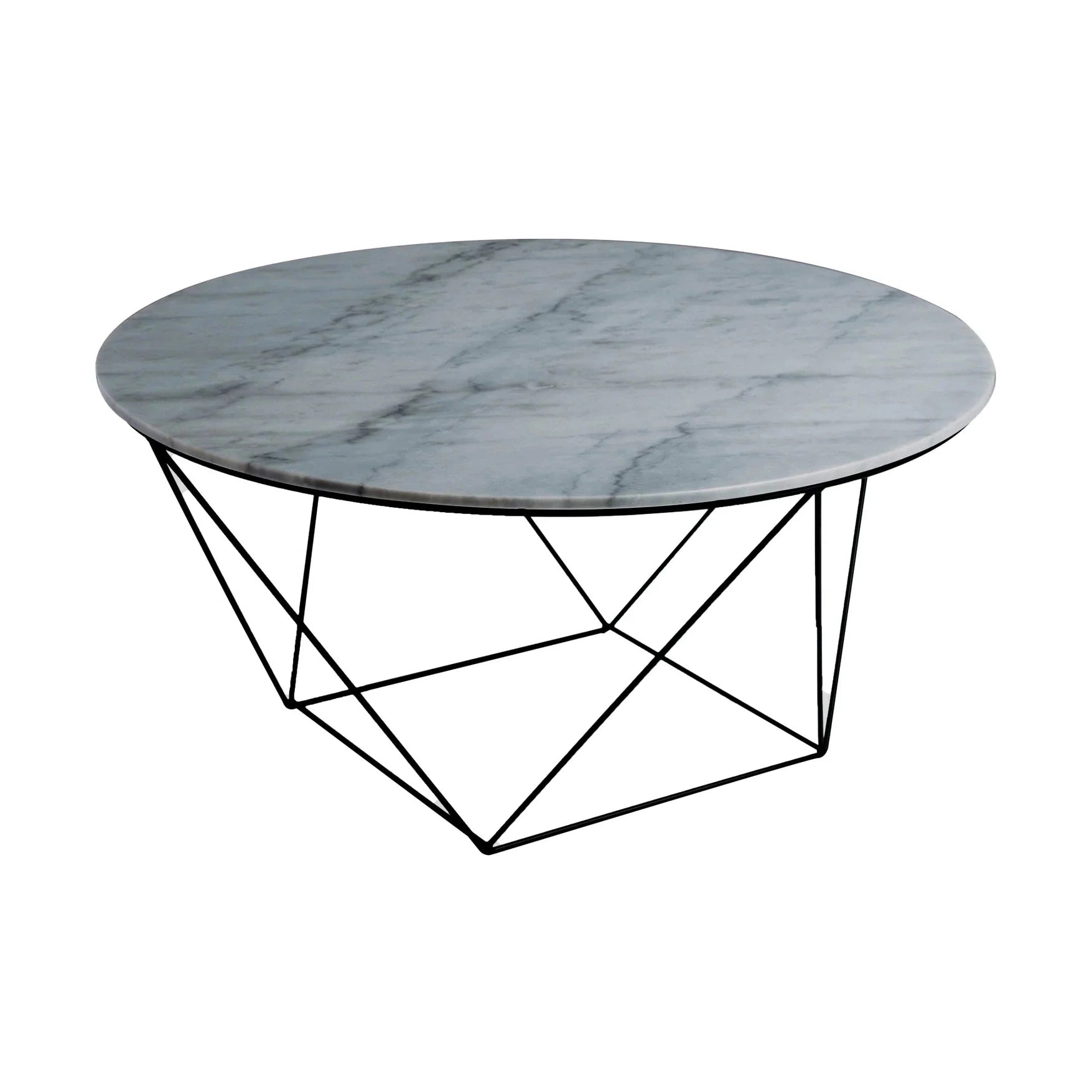 Quenby Round Coffee Table - Grey Marble/Black Matte