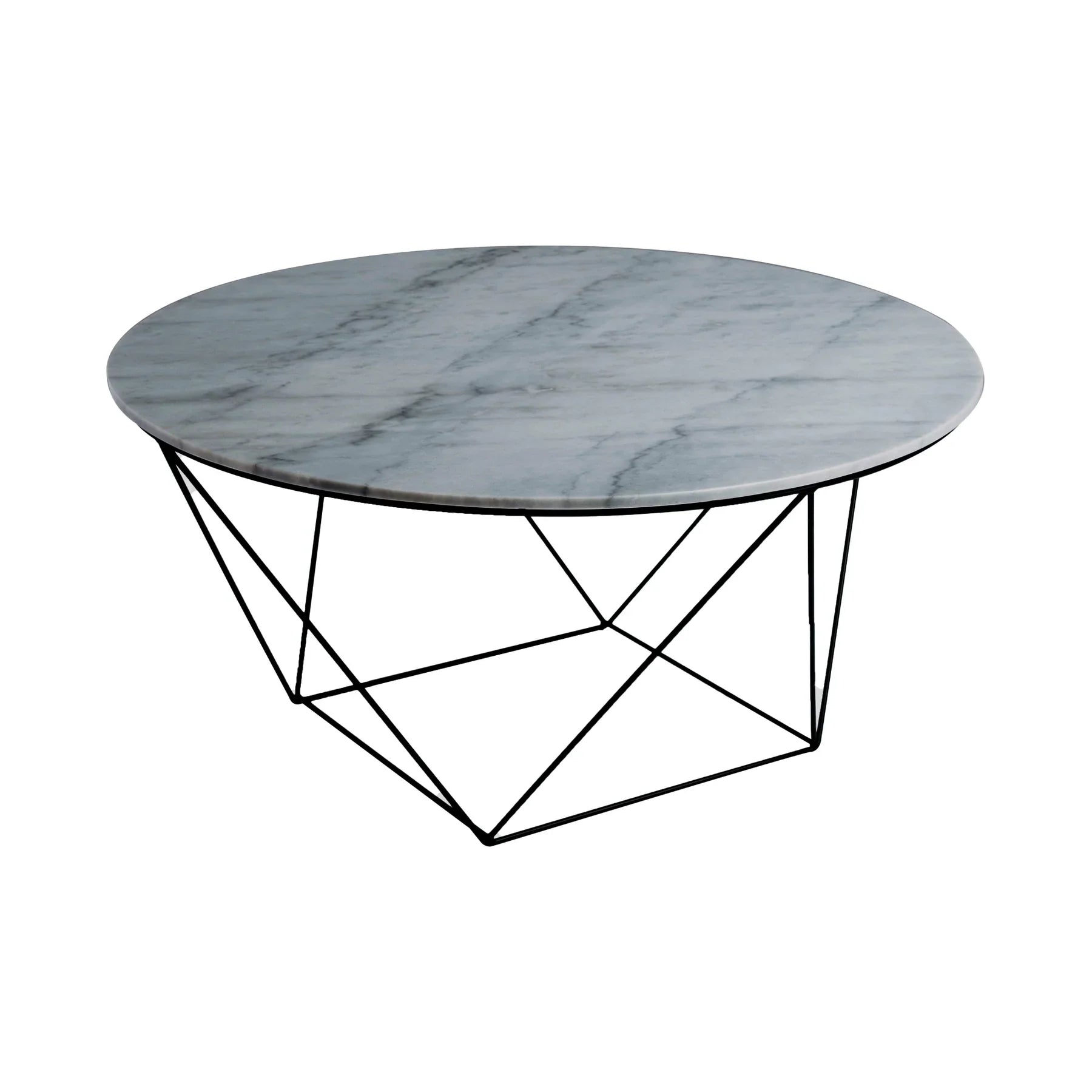 Quenby Round Coffee Table - Grey Marble/Black Matte