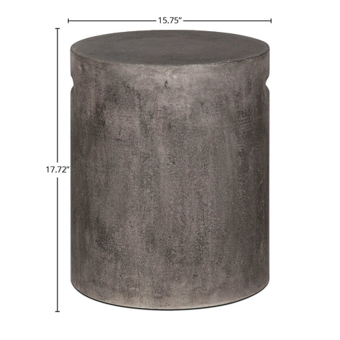 Concrete Round Side Table With Handle - Dark Grey