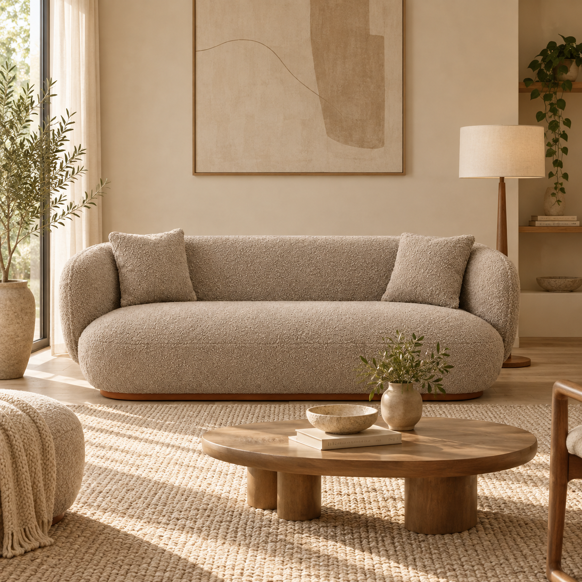 Vaila Modern Upholstered 3 Seater Sofa – Brown