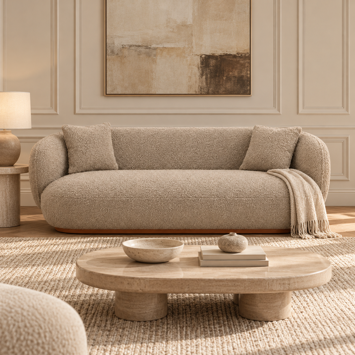 Vaila Modern Upholstered 3 Seater Sofa – Brown