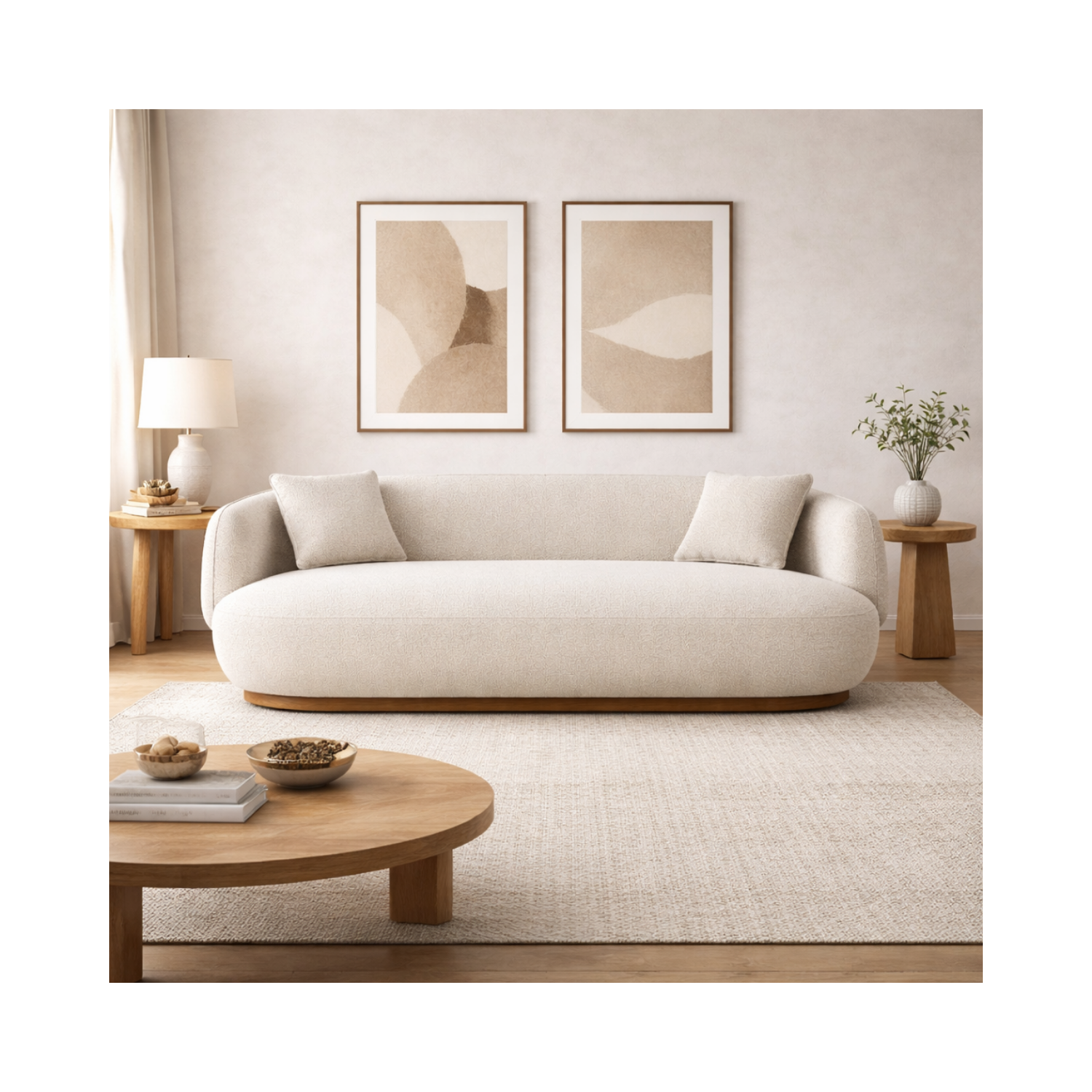 Vaila Premium Boucle Sofa w/2 Pillows