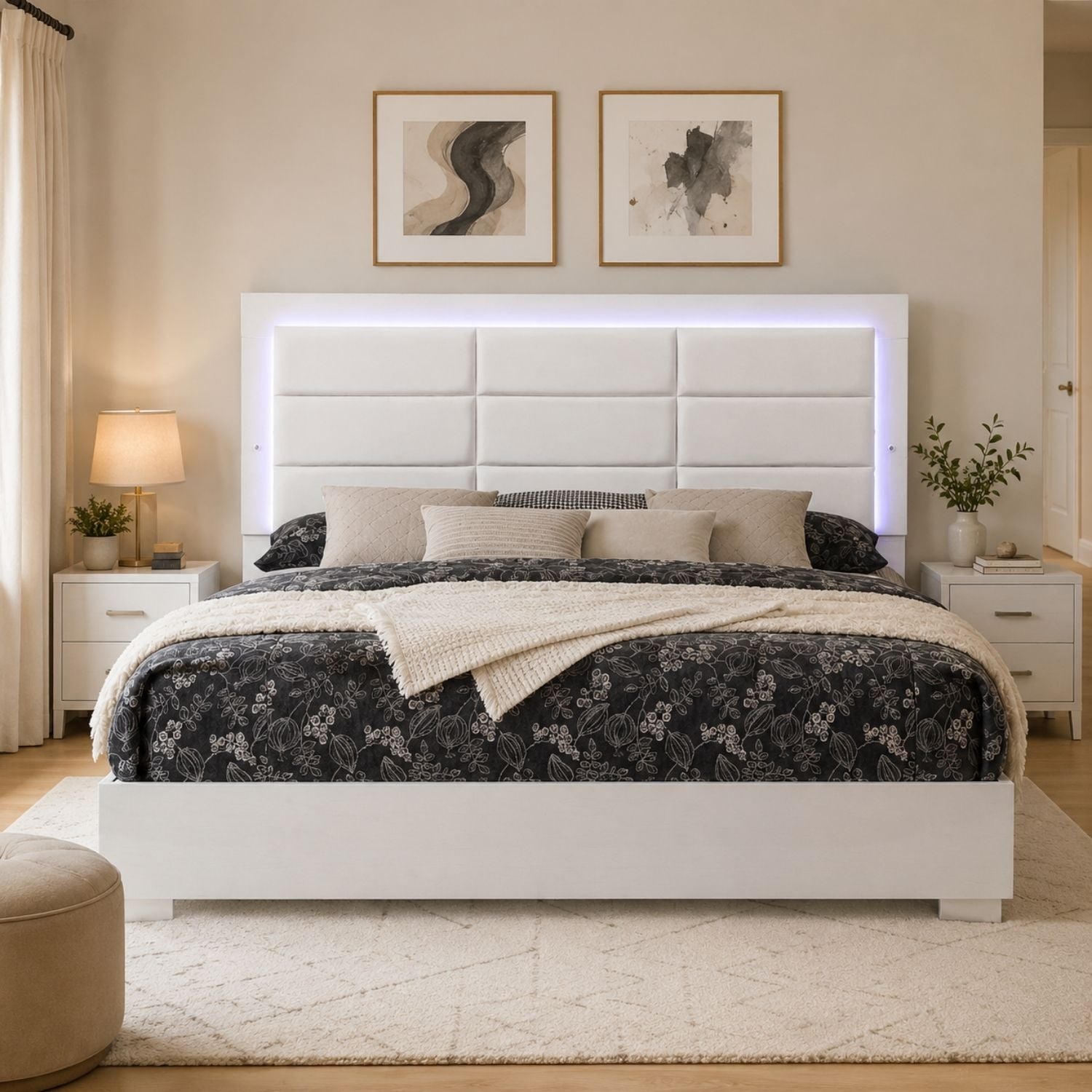 Vanah Glossy White King Bed