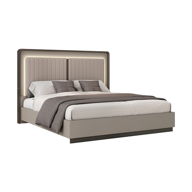Avira Modern Storage Bed with LED Headboard – Grey