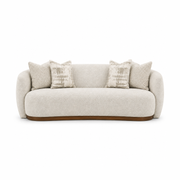 Velora Curved Upholstered 3 Seater Sofa with Wood Base