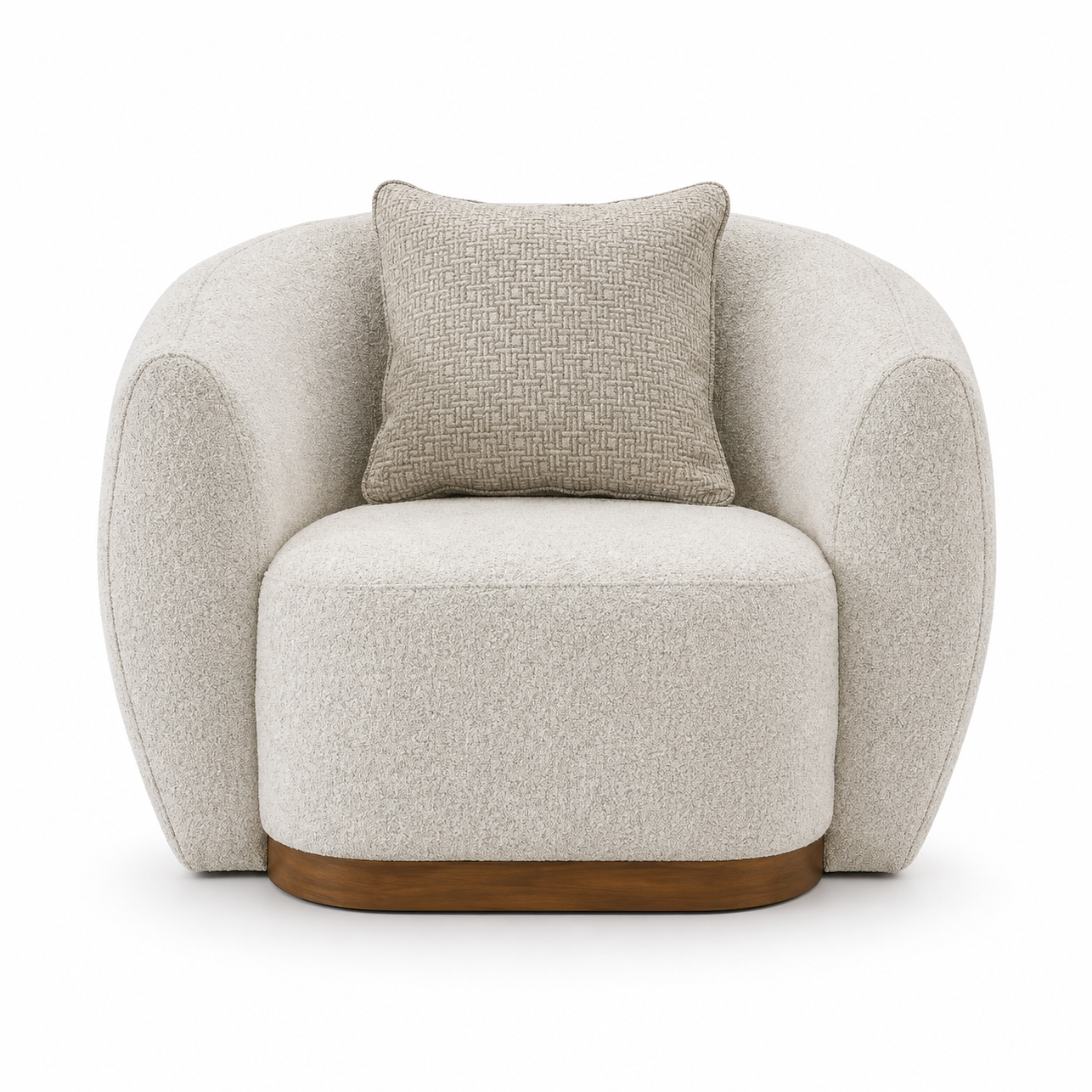 Velora Curved Upholstered Accent Chair with Wood Base