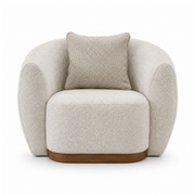 Velora Curved Upholstered Accent Chair with Wood Base