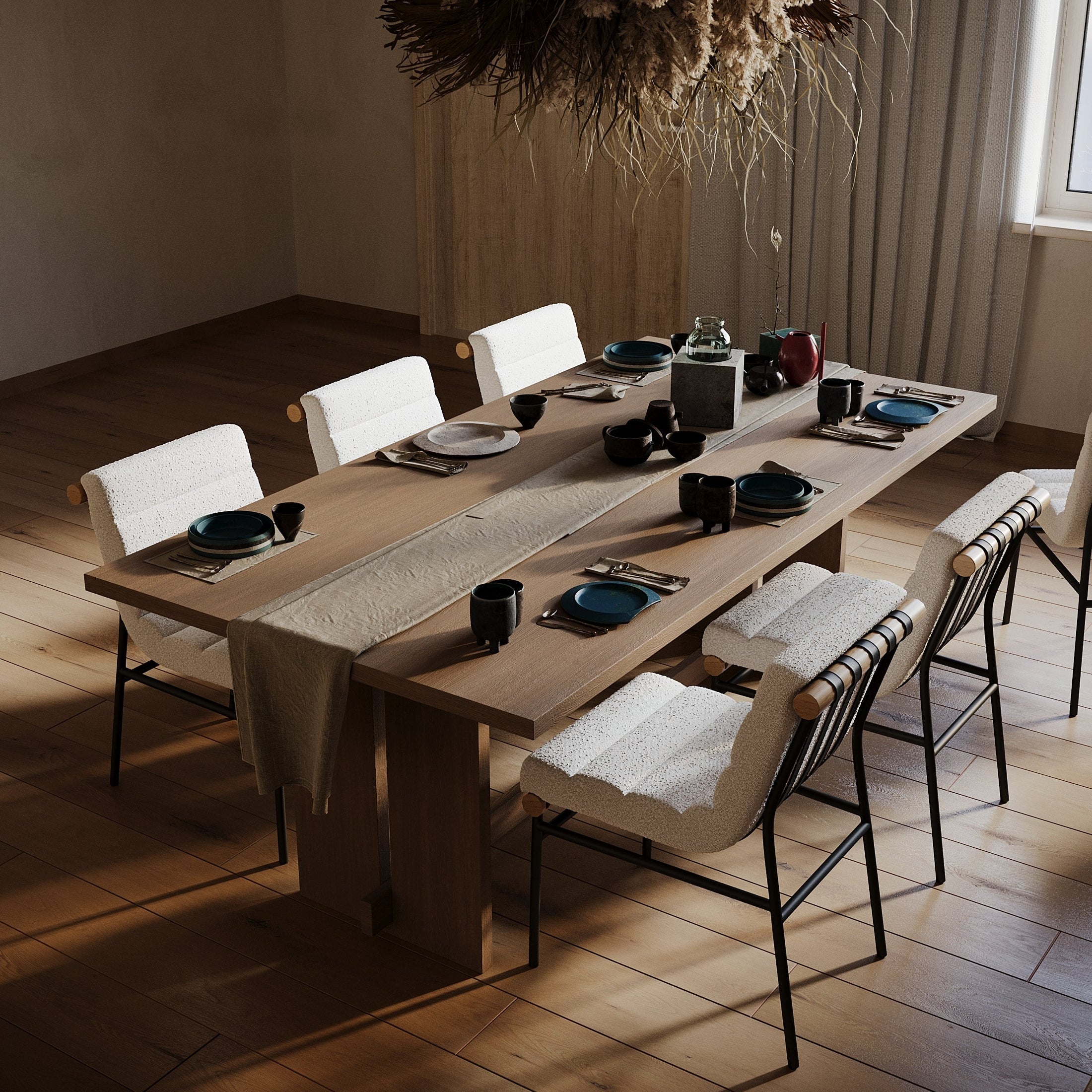 Ryna Boucle Fabric Dining Chair