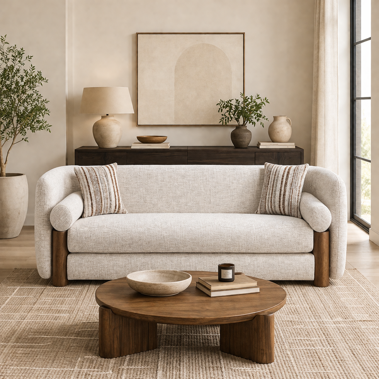 Vilma Modern Upholstered Sofa with Pine Wood Frame