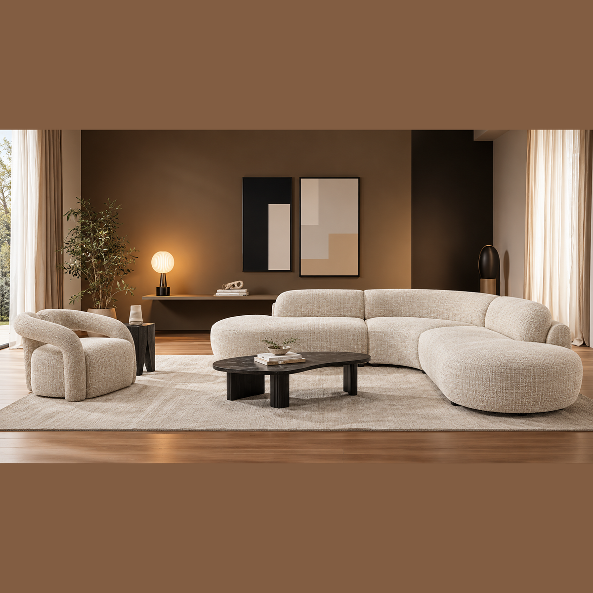 Sol Sculptural Curved Modular Sectional – Warm Ivory