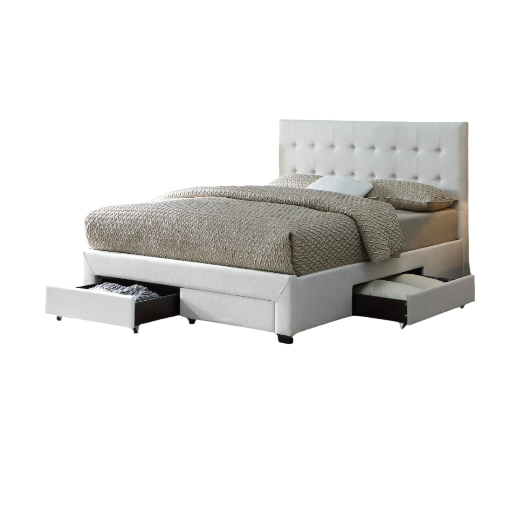 Sydney Storage Drawer Bed w/ Premium Fabric - Oatmeal King Only