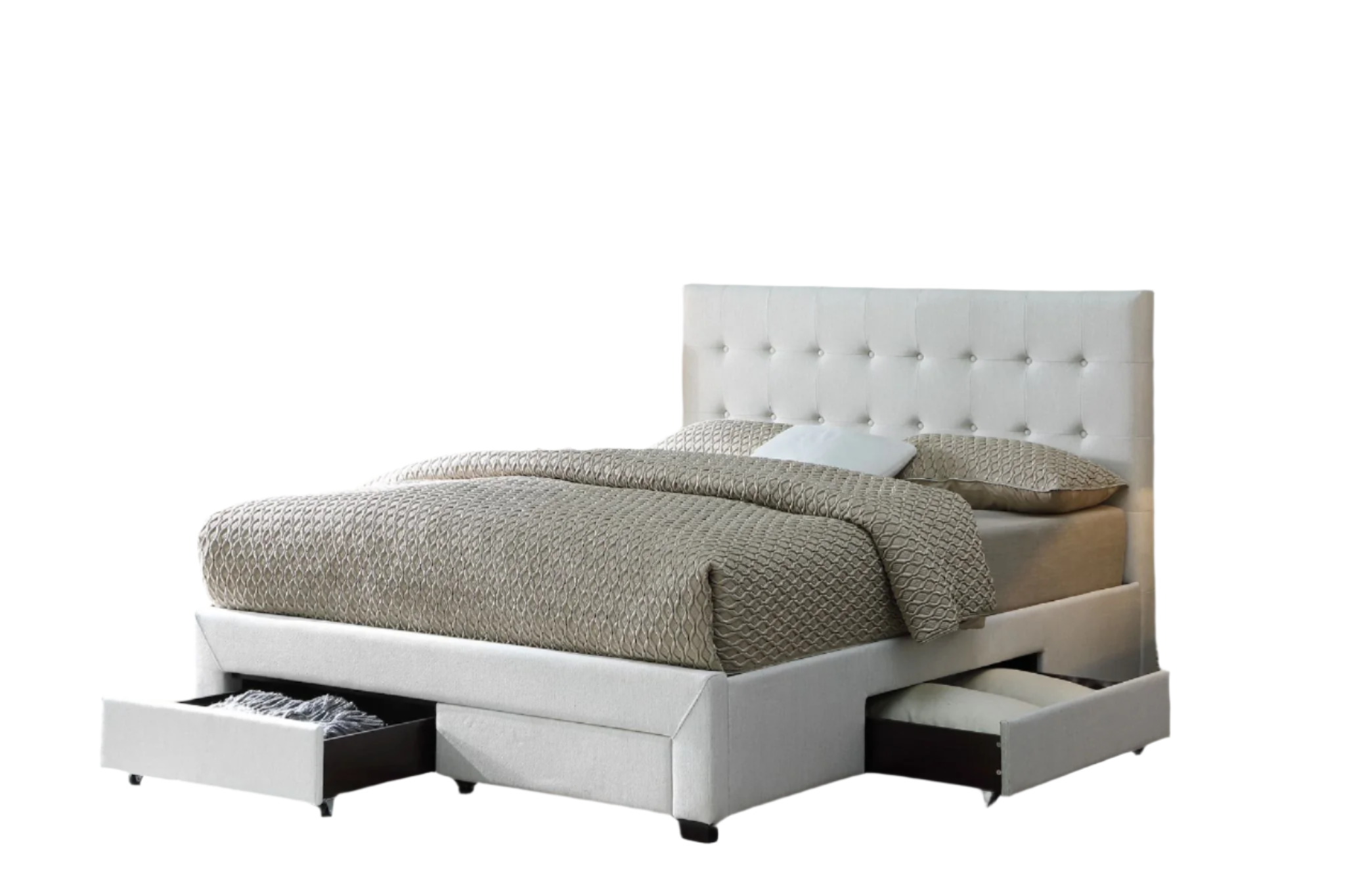 Sydney Storage Drawer Bed w/ Premium Fabric - Oatmeal King Only