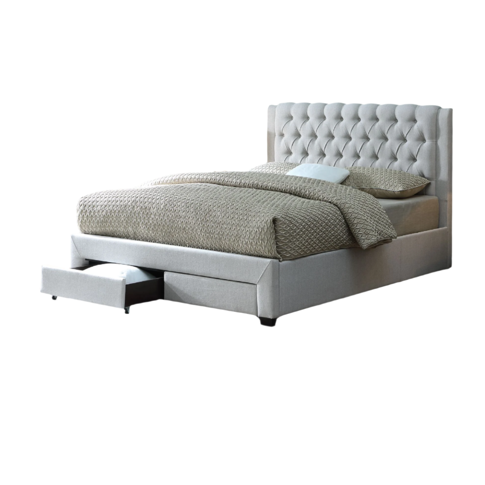 Austin Storage Platform Bed w/ Premium Fabric - Stone