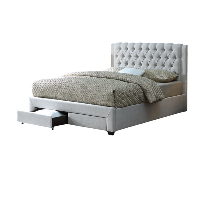 Austin Storage Platform Bed w/ Premium Fabric - Stone