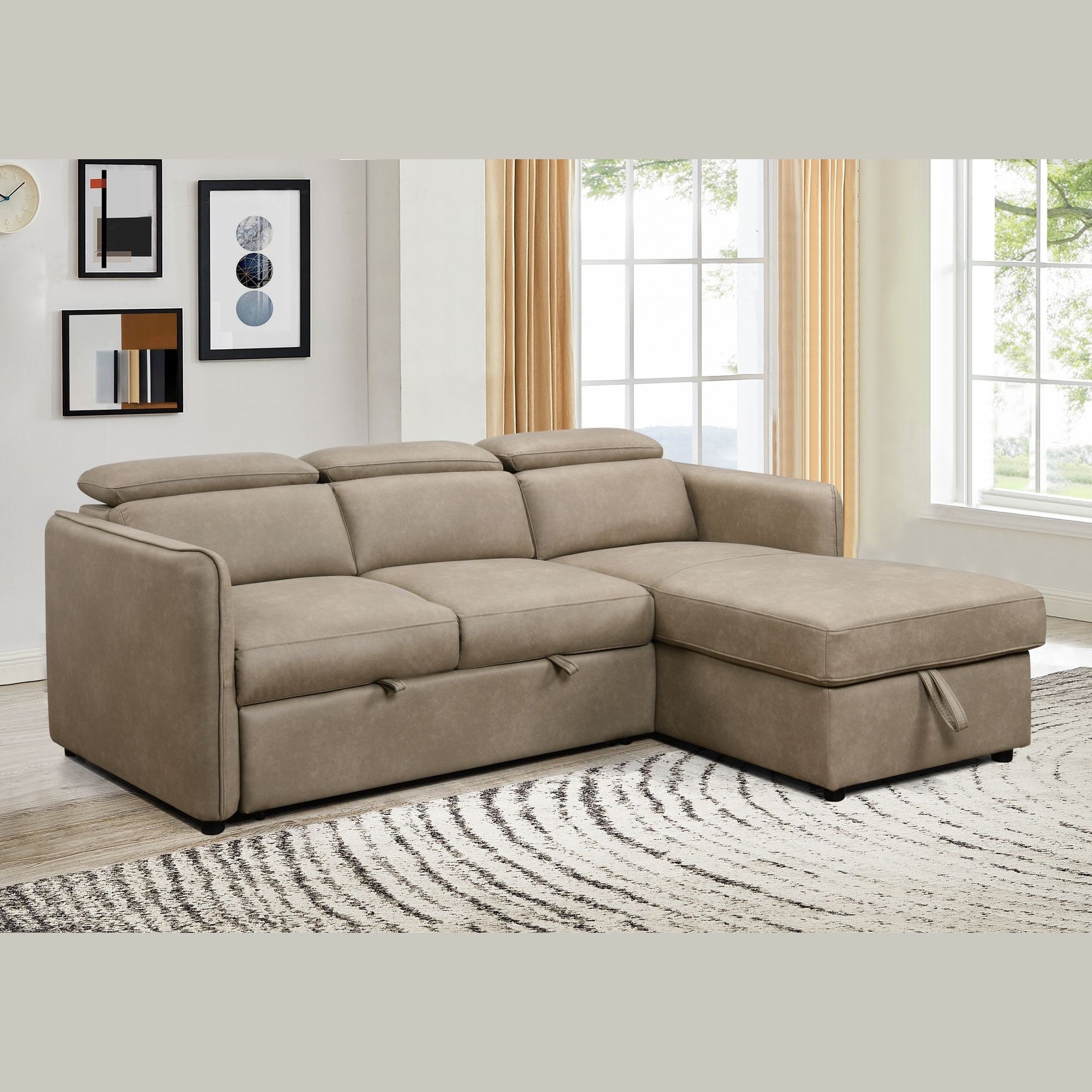 Renato Sleeper Sectional - Steam Grey