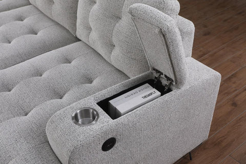Alonso Sleeper U-shaped Premium Fabric Sleeper Sectional - Light Grey