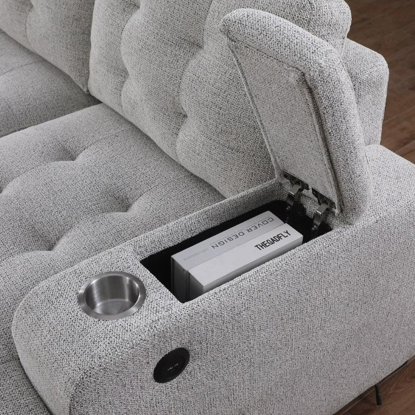 Alonso Sleeper U-shaped Premium Fabric Sleeper Sectional - Light Grey