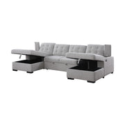 Alonso Sleeper U-shaped Premium Fabric Sleeper Sectional - Light Grey