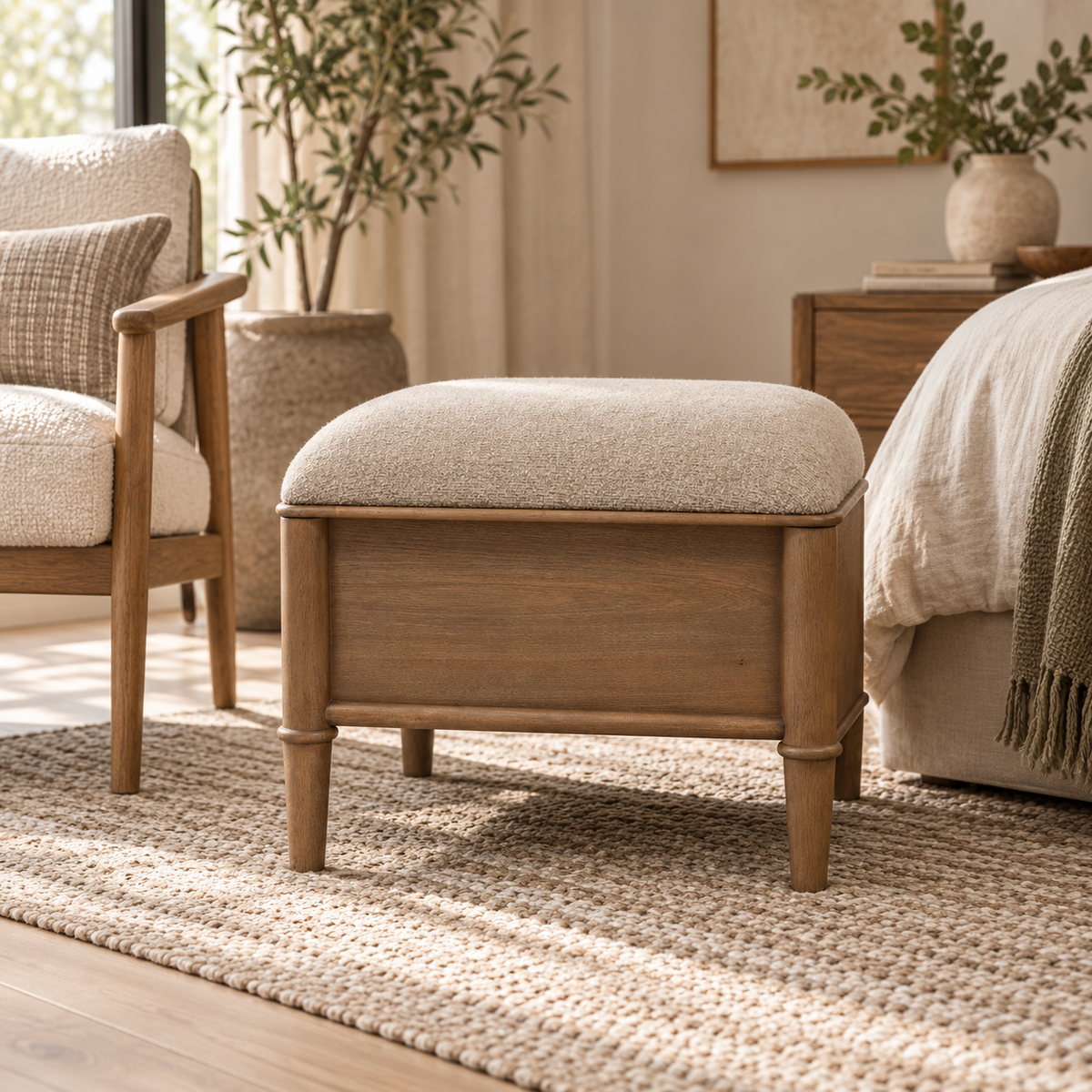 Whitmore Upholstered Storage Ottoman in Claystone