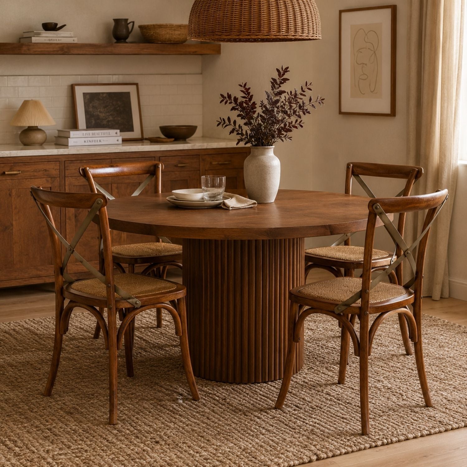 Wynric Back Chair w/ Rattan Seat