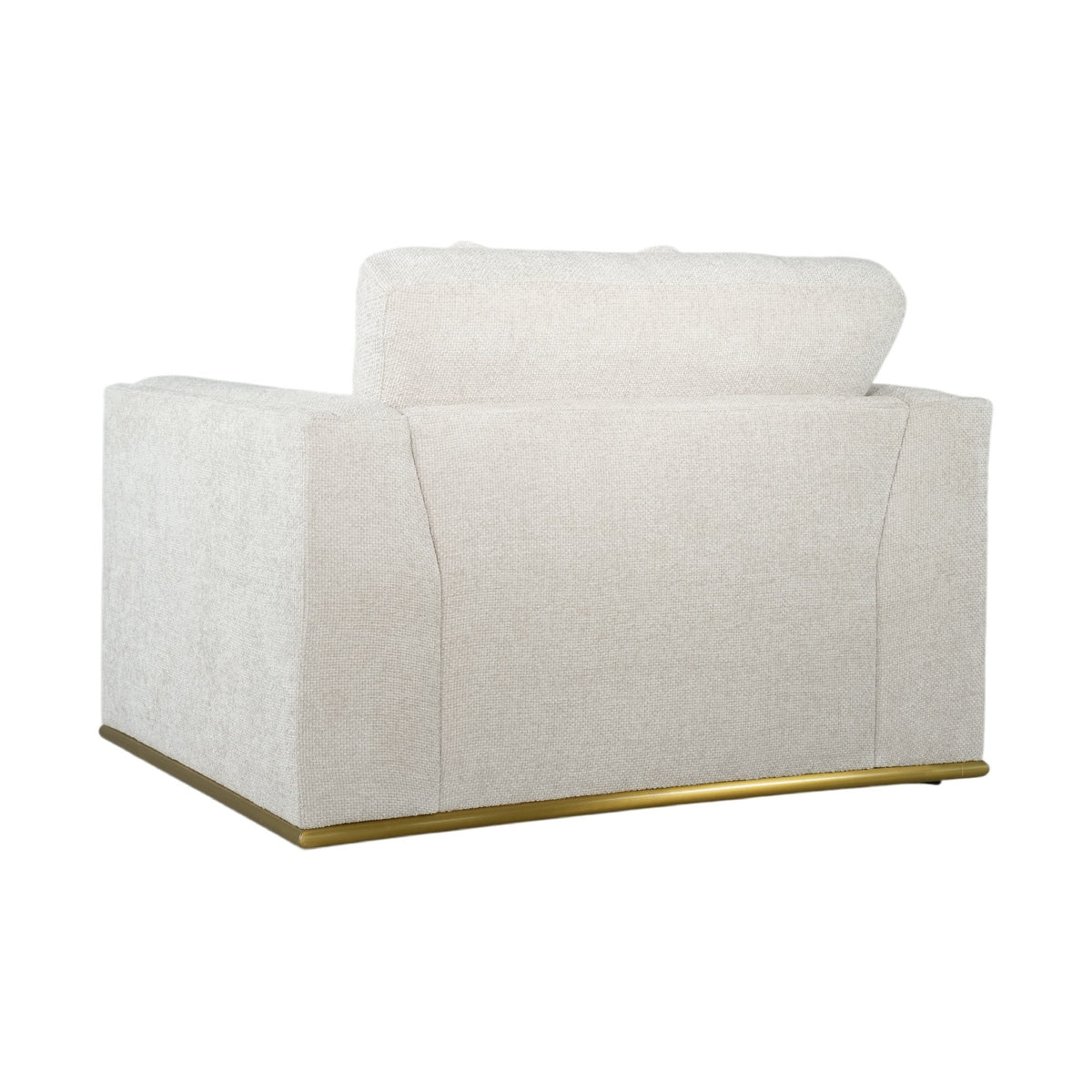 Ravelo Oversized Upholstered Accent Chair with Gold Metal Base – Champagne