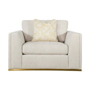Ravelo Oversized Upholstered Accent Chair with Gold Metal Base – Champagne