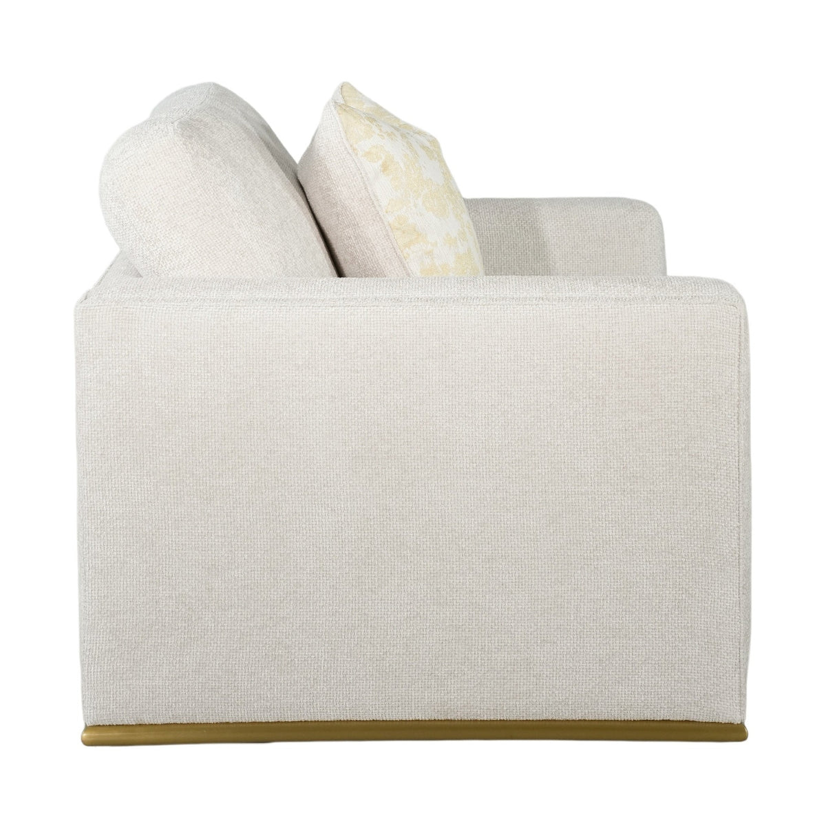 Ravelo Oversized Upholstered Accent Chair with Gold Metal Base – Champagne