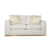 Ravelo Upholstered Loveseat with Gold Metal Base – Champagne